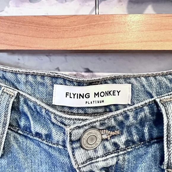 Flying Monkey‎ Women’s Heavily Distressed Mini Denim Skirt Blue Cotton Size 28 - Picture 8 of 11